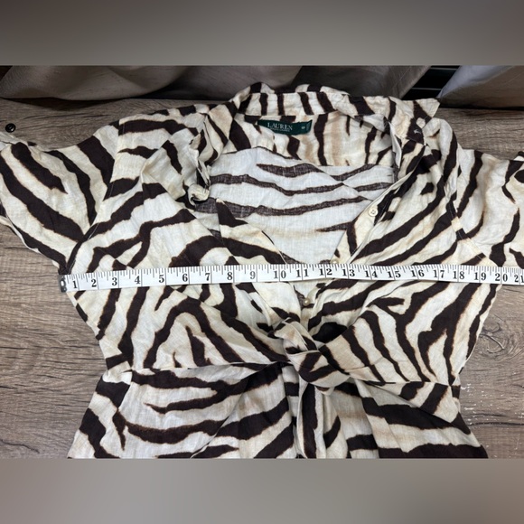 Lauren Ralph Lauren linen Zebra Shirt Dress size 10P‎ - Picture 4 of 8
